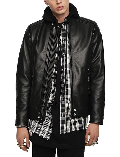 DIESEL L-SHIRO-WH LEATHER JACKET