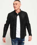 PRIME BLACK LEATHER ROTOR JACKET FOR MEN