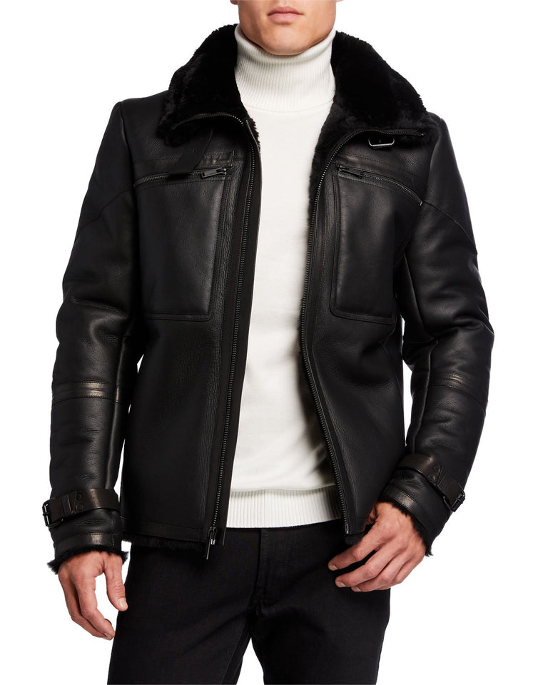 Karl Lagerfeld Shearling Aviator Jacket