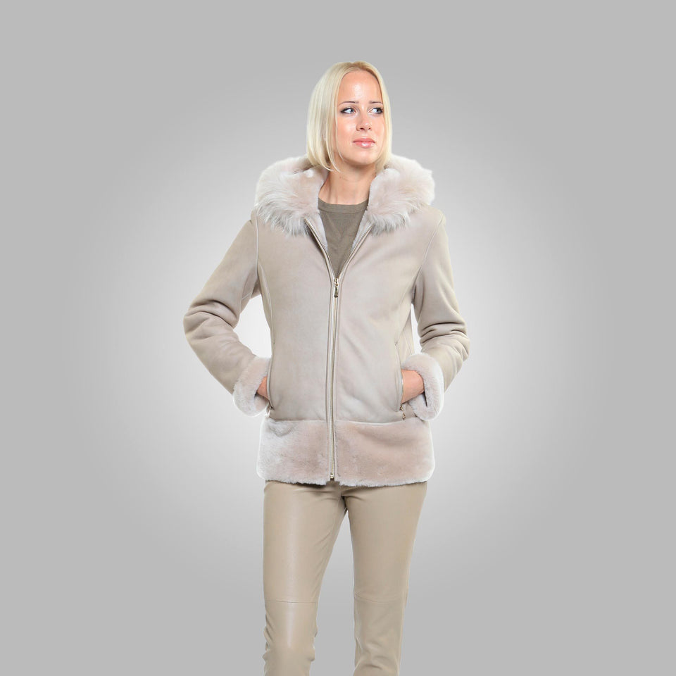 CRYSTAL SHEARLING COAT