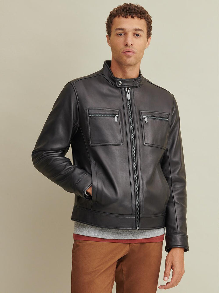 Tab Collar Leather Jacket