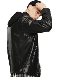 DIESEL L-SHIRO-WH LEATHER JACKET