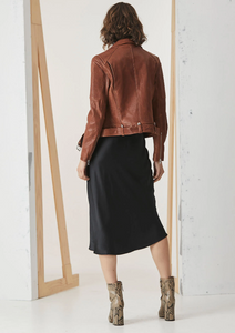 ENA PELLY Classic Biker Jacket - Pecan