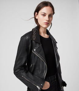 LUNA STUDDED LEATHER BIKER JACKET