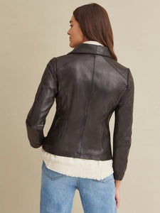 Knit Detail Leather Jacket