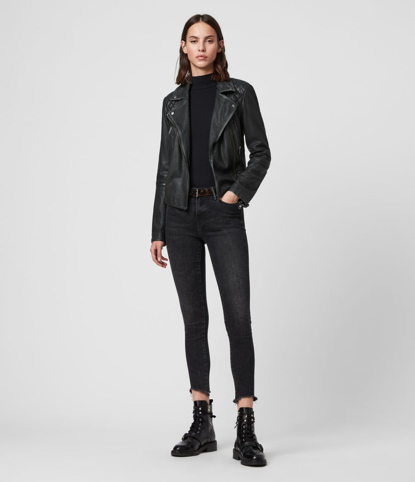 CARGO LEATHER BIKER JACKET