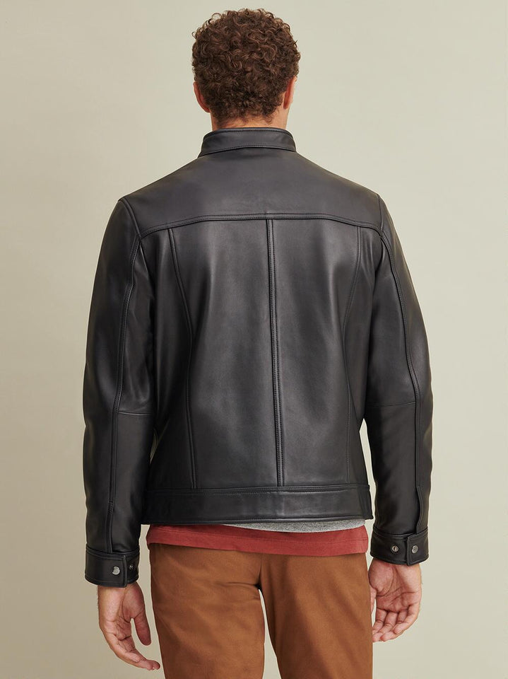 Tab Collar Leather Jacket
