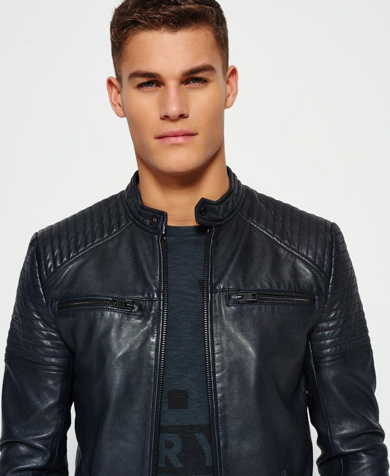 Leather Quilt Racer Jacket