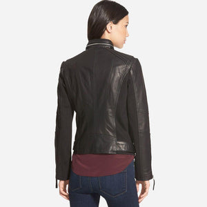 Brandi Black Leather Biker Jacket