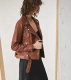 ENA PELLY Classic Biker Jacket - Pecan