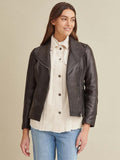 Knit Detail Leather Jacket