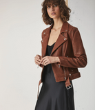 ENA PELLY Classic Biker Jacket - Pecan