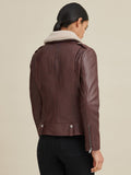 Francesca Shearling Collar Leather Jacket