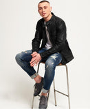 PRIME BLACK LEATHER ROTOR JACKET FOR MEN