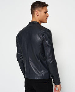 Leather Quilt Racer Jacket