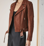 ENA PELLY Classic Biker Jacket - Pecan