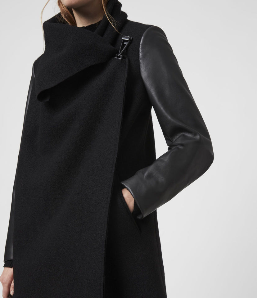 MONUMENT LEA WOOL AND LEATHER COAT