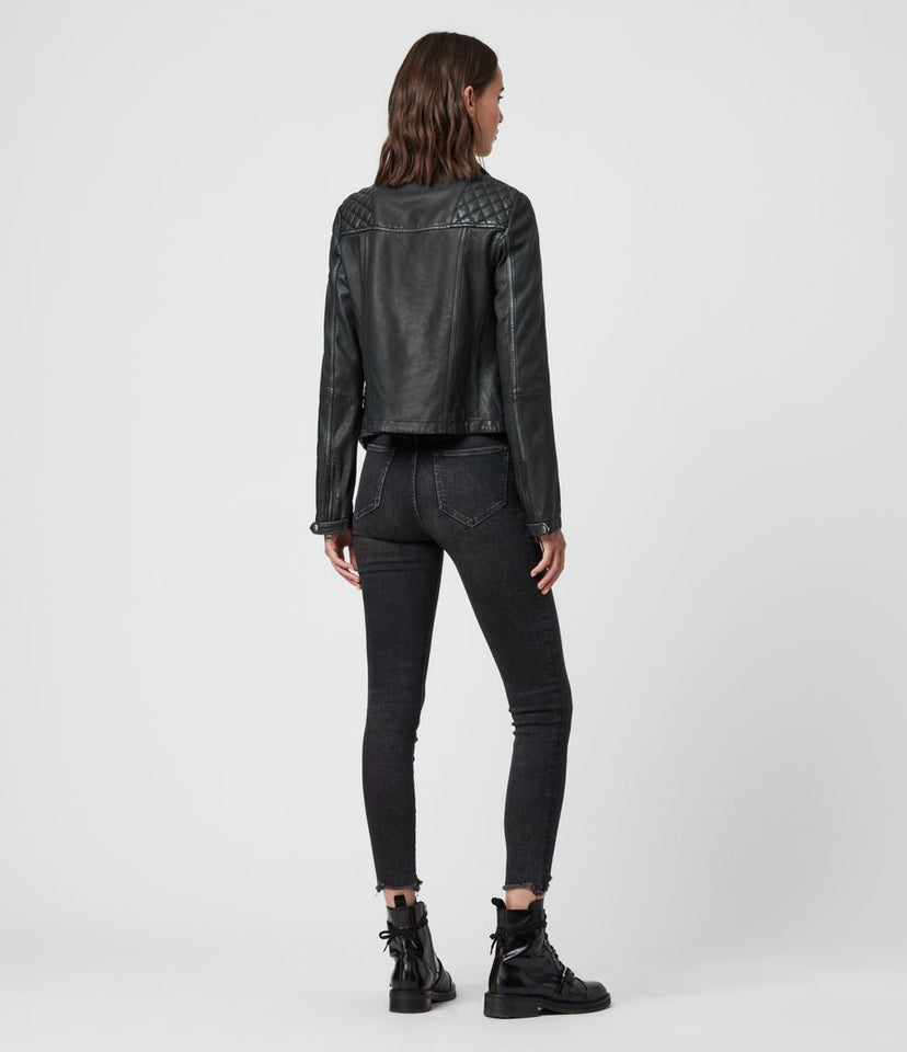 CARGO LEATHER BIKER JACKET