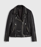 LUNA STUDDED LEATHER BIKER JACKET