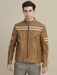 Carl Moto Jacket with Chest Stripe