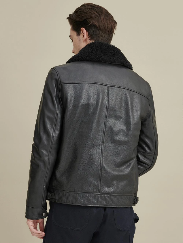 Daniel Faux Fur Collar Leather Jacket