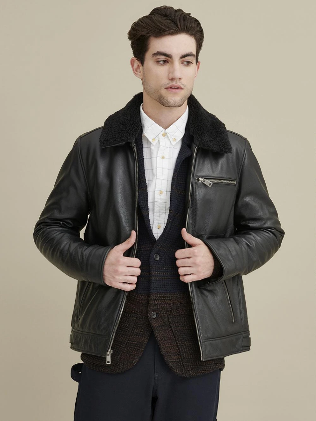 Daniel Faux Fur Collar Leather Jacket