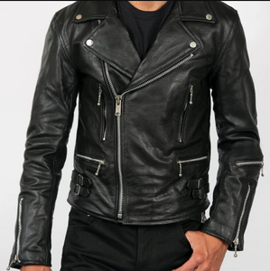 DEFECTOR – BLACK LEATHER JACKET WITH NICKEL HARDWARE