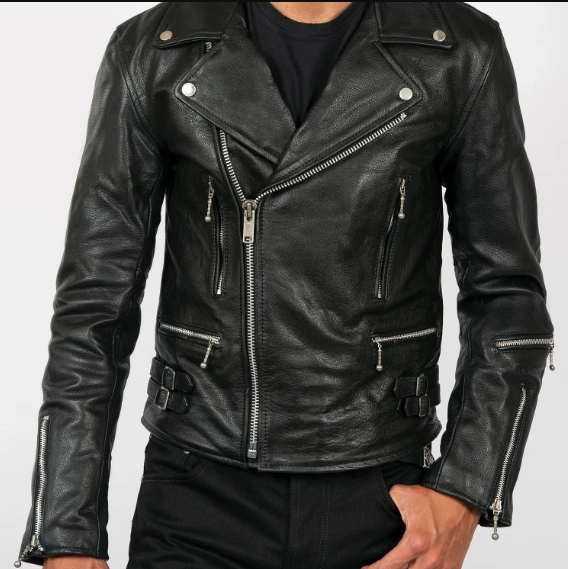 DEFECTOR – BLACK LEATHER JACKET WITH NICKEL HARDWARE