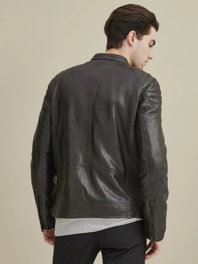 Rob Quilted Shoulder Leather Jacket