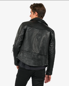 DEFECTOR – BLACK LEATHER JACKET WITH NICKEL HARDWARE